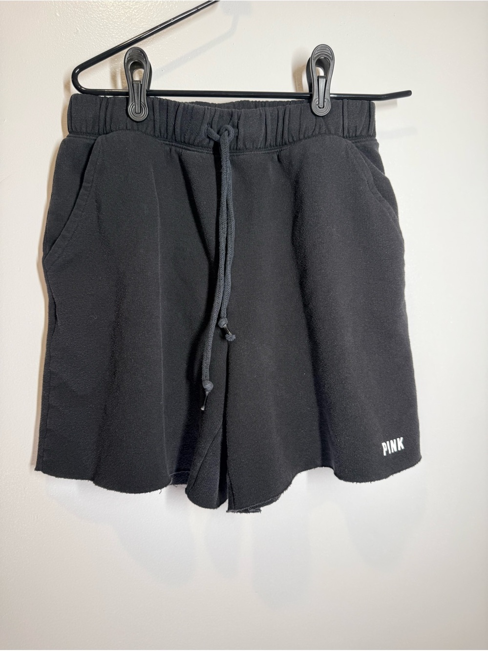 PINK Victoria's Secret Black sweat shorts with White Label